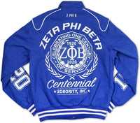 Big Boy Zeta Phi Beta Centennial Divine 9 S9 Ladies Twill Racing Jacket [Royal Blue]