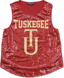 Big Boy Tuskegee Golden Tigers S2 Ladies Sequins Tank Top [Crimson Red]