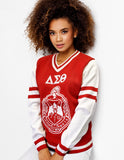 Big Boy Delta Sigma Theta Divine 9 S4 Ladies V-Neck Sweater [Red]