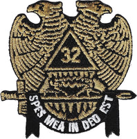 Scottish Rite 32nd Degree Wings Down Iron-On Patch [Black]