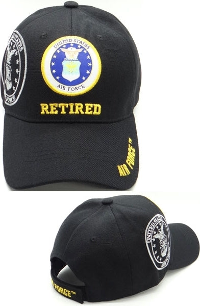 Air Force Retired Shadow Mens Cap [Black - Adjustable Size - Baseball Cap]