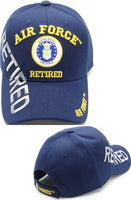 Air Force Emblem Retired Shadow Text Mens Cap [Navy Blue - Adjustable Size - Baseball Cap]