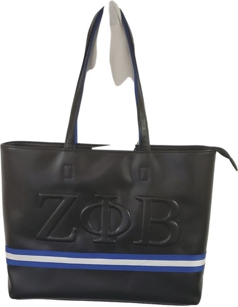 Buffalo Dallas Zeta Phi Beta Line Embossed Tote Bag [Black - 16" x 11" x 5"]