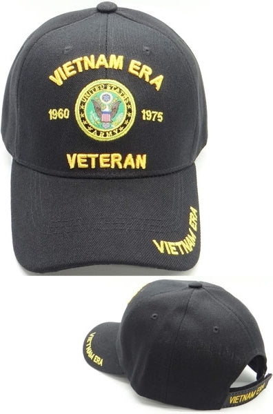 Army Vietnam Era Veteran Mens Cap [Black - Adjustable Size]