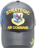 Strategic Air Command Shadow Vinyl Leather Mens Cap [Navy Blue - Adjustable Size - Baseball Cap]