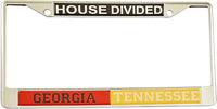 Georgia + Tennessee House Divided Split License Plate Frame [Silver - Car or Truck]