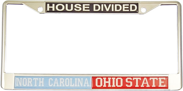 North Carolina + Ohio State House Divided Split License Plate Frame [Silver - Car or Truck]