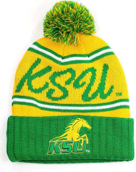 Big Boy Kentucky State Thorobreds S52 Mens Cuff Beanie Cap With Ball [Gold - One Size]