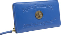 Sigma Gamma Rho Ladies Embossed Soft Leather Wallet [Royal Blue - 6.75" x 3.75" x 1"]