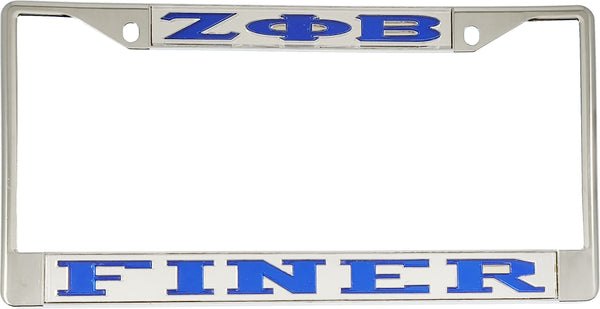 Zeta Phi Beta Finer License Plate Frame [Silver Standard Frame - Silver/Blue]