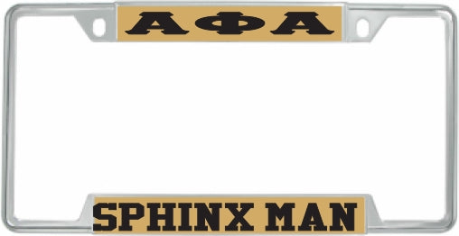 Alpha Phi Alpha Sphinx Man License Plate Frame [Gold/Black - Car or Truck - Decal Visible Frame]