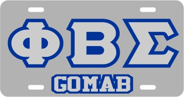 Phi Beta Sigma GOMAB Outline Mirror License Plate [Silver/Silver/Blue - Car or Truck]