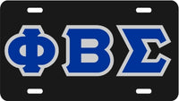 Phi Beta Sigma Outline Mirror License Plate [Black/Blue/Silver - Car or Truck]