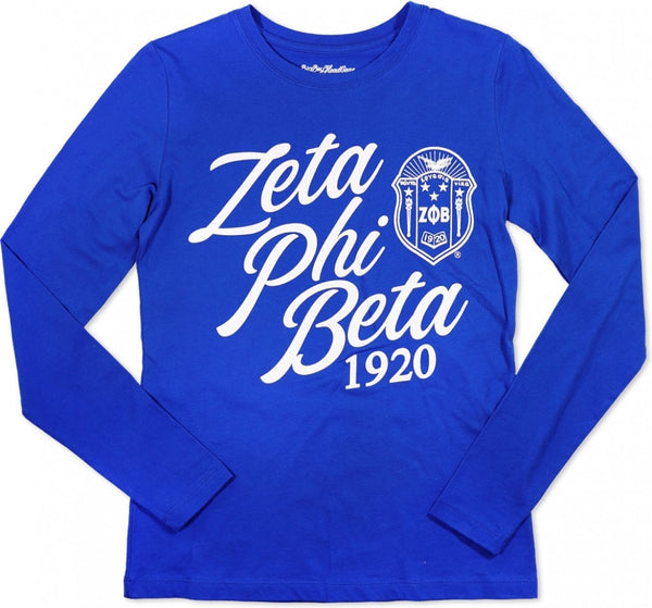 Big Boy Zeta Phi Beta Divine 9 S3 Long Sleeve Ladies Tee [Royal Blue - Long Sleeve]