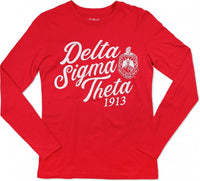 Big Boy Delta Sigma Theta Divine 9 S3 Long Sleeve Ladies Tee [Long Sleeve - Red]