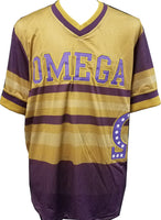 Buffalo Dallas Omega Psi Phi Striped Mens Soccer Jersey [Gold/Purple]
