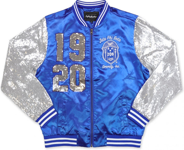 Big Boy Zeta Phi Beta Divine 9 S3 Satin Ladies Sequins Jacket [Royal Blue]