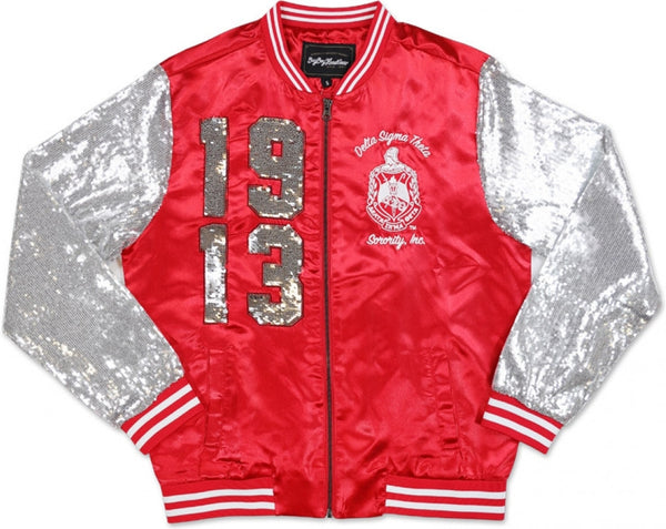 Big Boy Delta Sigma Theta Divine 9 S3 Satin Ladies Sequins Jacket [Red]