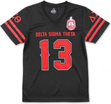 Big Boy Delta Sigma Theta Divine 9 Womens Football Jersey Tee [Black]