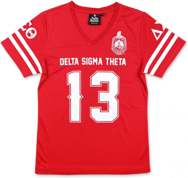 Big Boy Delta Sigma Theta Divine 9 Womens Football Jersey Tee [Red]