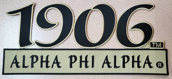 Alpha Phi Alpha 1906 Bar Design Twill Iron-On Patch [Gold - 11.75"W x 5"T]