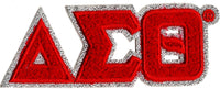 Delta Sigma Theta Small Glitter Chenille Connected Letter Iron-On Patch [Red - 4.5"W x 2"T]