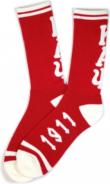 Big Boy Kappa Alpha Psi Divine 9 S4 Mens Athletic Socks [Crimson Red]
