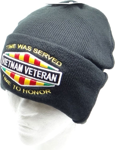 Vietnam Veteran Time To Honor Mens Cuffed Beanie Cap [Black]