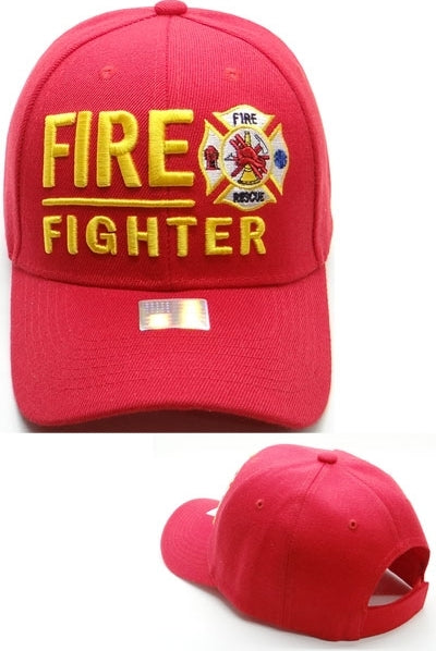 Fire Fighter Fire Rescue Emblem Mens Cap [Red]