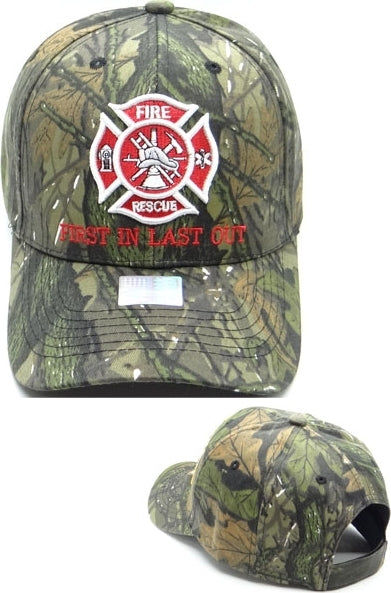 Fire Rescue Emblem First In Last Out Mens Cap [Real-Tree Camouflage]