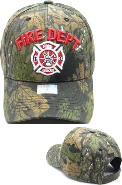 Fire Dept Fire Rescue Emblem Mens Cap [Real-Tree Camouflage]