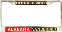 Alabama + Vanderbilt House Divided Split License Plate Frame [Silver - Car or Truck]