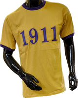 Buffalo Dallas Omega Psi Phi 1911 Ringer T-Shirt [Gold - Short Sleeve]
