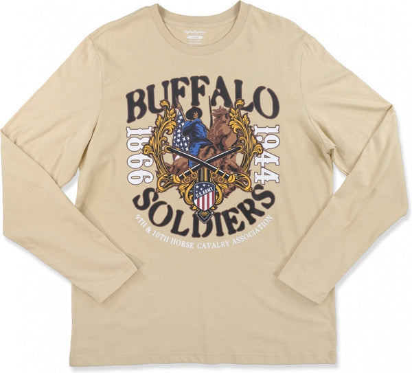 Big Boy Buffalo Soldiers Calvary Association Mens Long Sleeve Tee [Khaki]