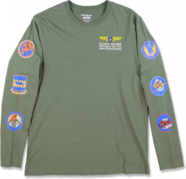 Big Boy Tuskegee Airmen Insignia S2 Mens Long Sleeve Tee [Green]
