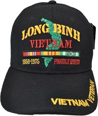 Long Binh Proudly Served Vietnam Veteran Mens Cap [Black - Adjustable Size]