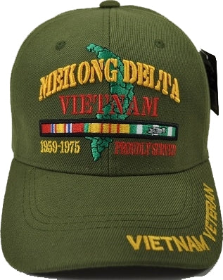 Mekong Delta Proudly Served Vietnam Veteran Mens Cap [Olive Green - Adjustable Size]