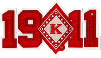 Kappa Alpha Psi Diamond 1911 Chenille Sew-On Patch [White - 11.75"W]