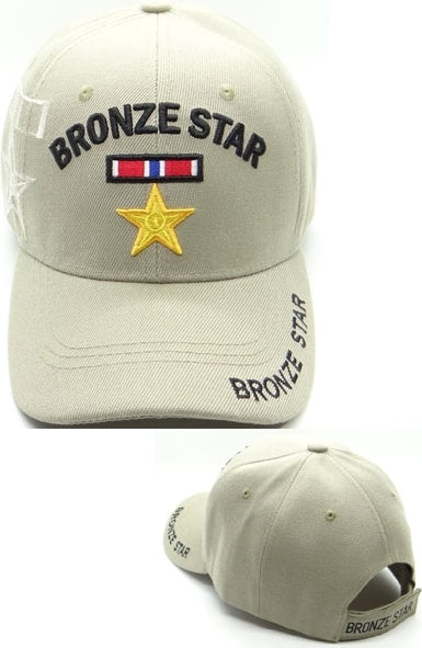 Bronze Star Medal Shadow Mens Cap [Beige/Black - Adjustable Size]
