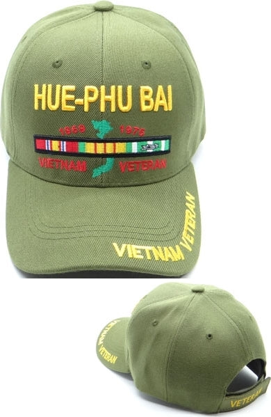 Hue-Phu Bai Vietnam Veteran Mens Cap [Olive Green - Adjustable Size]