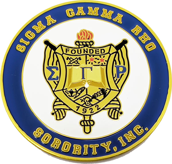 Sigma Gamma Rho 3D Crest Round Car Badge Emblem [Gold]