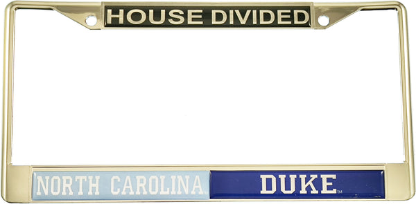 North Carolina + Duke House Divided Split License Plate Frame [Silver - Car or Truck]