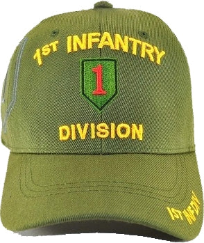 1st Infantry Division C1260 Side Shadow Mens Cap [Olive Green - Adjustable Size]