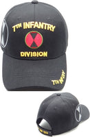 7th Infantry Division C1264 Side Shadow Mens Cap [Black - Adjustable Size]