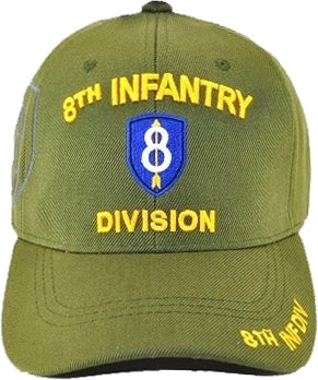 8th Infantry Division C1265 Side Shadow Mens Cap [Olive Green - Adjustable Size]