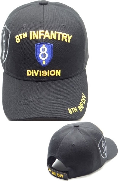 8th Infantry Division C1265 Side Shadow Mens Cap [Black - Adjustable Size]