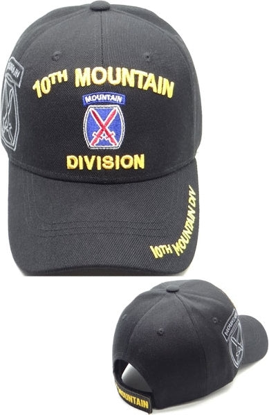 10th Mountain Division C1267 Side Shadow Mens Cap [Black - Adjustable Size]