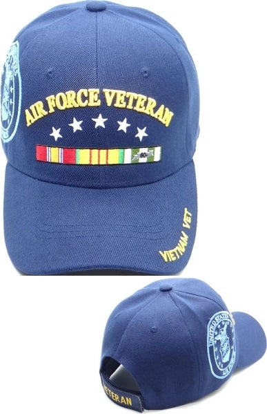 Air Force Vietnam Vet Ribbons & Stars Shadow Mens Cap [Navy Blue - Adjustable Size]