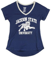 Big Boy Jackson State Tigers S3 Ladies V-Neck Tee [Navy Blue]