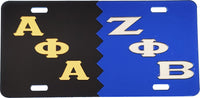 Alpha Phi Alpha > Black/Gold Split Mirror License Plate [Car or Truck]